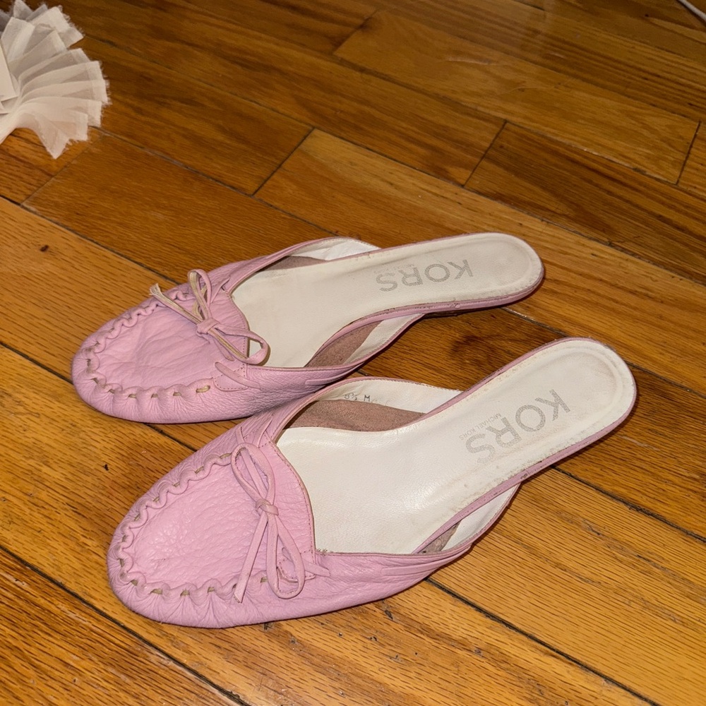 Michael Kors Light Pink Kitten Heel Mule Flats